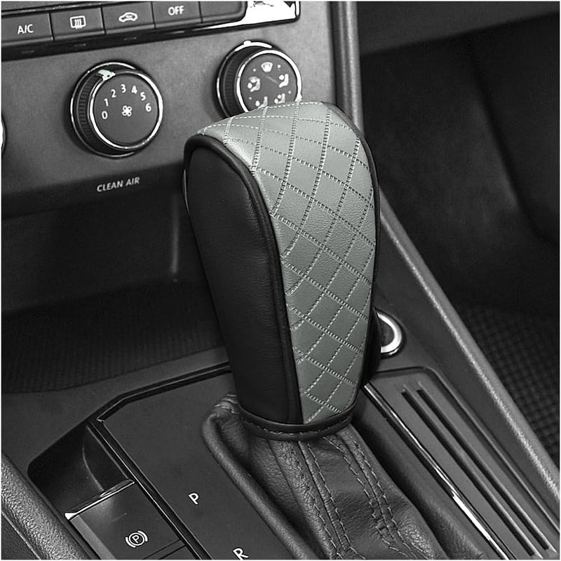 Stacool Leather Gear Shift Cover Diamond Embroidery Design,Durable Shift Knob Cover for Shift Lever Protection,Universal Car Gear Shift Cover Car Accessory Suitable for Cars,Trucks,SUVs (Dark Gray) - Image 1